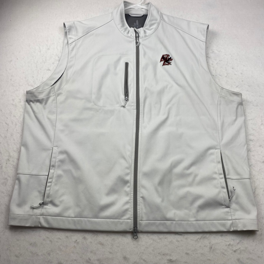 johnnie-O Crest Vest Boston College Eagles Mens XXL White Full Zip Golf JMVT1180
